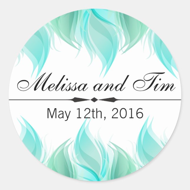 Sticker Rond Mariage de plumes d'aquarelle (Devant)
