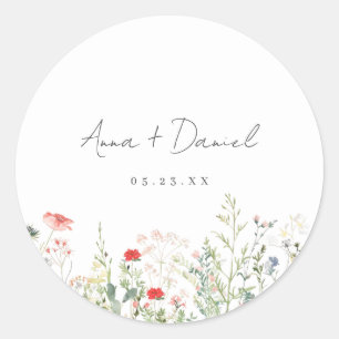 Sticker Rond Mariage de prairie fleur sauvage