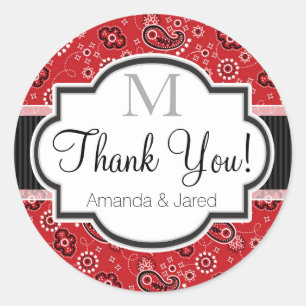 Sticker Rond Mariage de Red Country Paisley