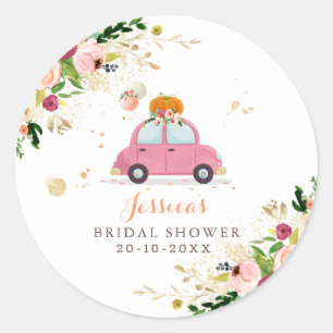 Sticker Rond Mariage de Rêve à l'Automne en Rose et Or