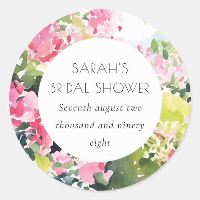Sticker Rond Mariage de Rêve Tropical Rose Vert Bougainvillea (Devant)