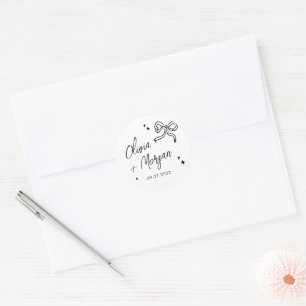 Sticker Rond Mariage de ruban à script de doodle tendance