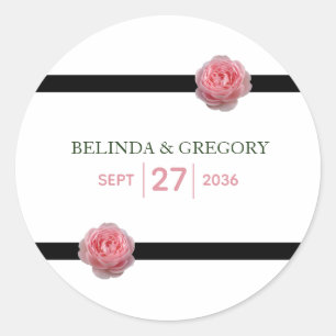 Sticker Rond Mariage de ruban noir rose