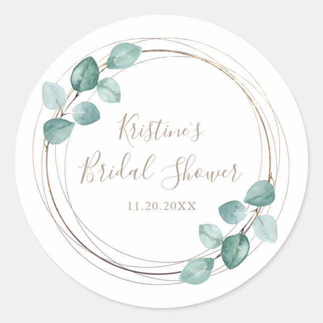 Sticker Rond Mariage de script de café Eucalyptus moderne (Devant)