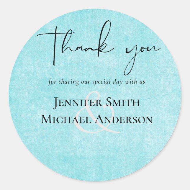 Sticker Rond MARIAGE de script jaune Turquoise BUDGET (Devant)