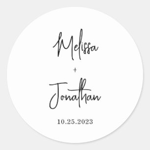Sticker Rond Mariage de script minimaliste moderne manuscrit