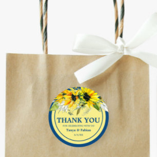 Sticker Rond Mariage de tournesol bleu