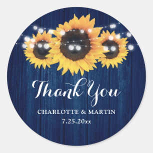 Sticker Rond Mariage de Tournesol bleu de la marine russe Favor