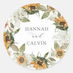 Sticker rond Mariage de tournesol classique