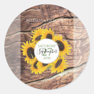 Sticker Rond Mariage de tournesol rustique