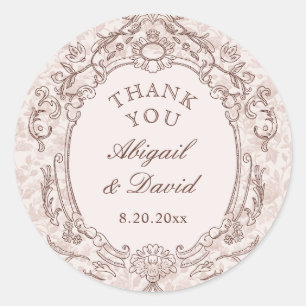 Sticker Rond Mariage de trame Vintage classique