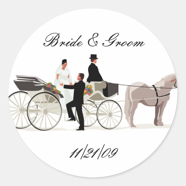 Sticker Rond Mariage de transport KRW sur mesure élégant Cheval (Devant)