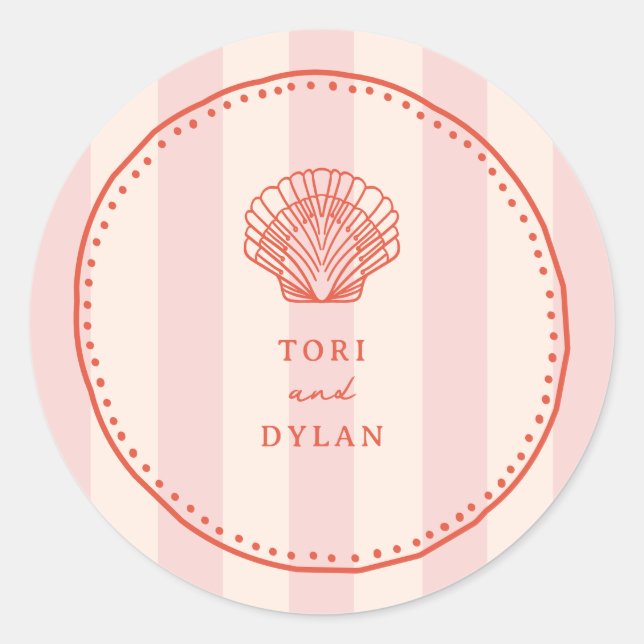 Sticker Rond Mariage de triage Tropical rose Saint-Jacques (Devant)