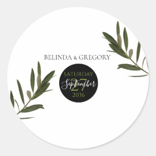 Sticker Rond Mariage de verdure Feuille d'olive