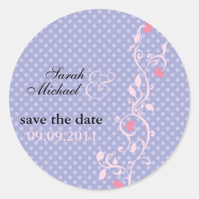 Sticker Rond Mariage de vigne florale violet pois (Devant)