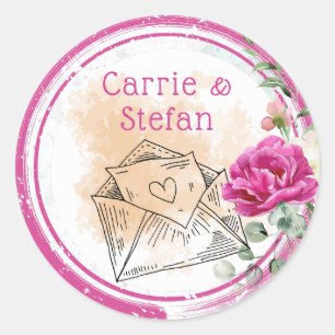 Sticker Rond Mariage d'éclaboussure couleur rose chaud