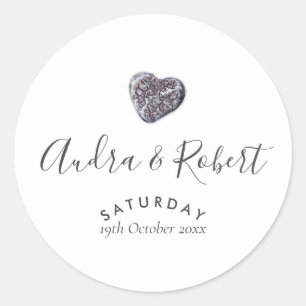 Sticker Rond Mariage Découverte de Cœur de Galet