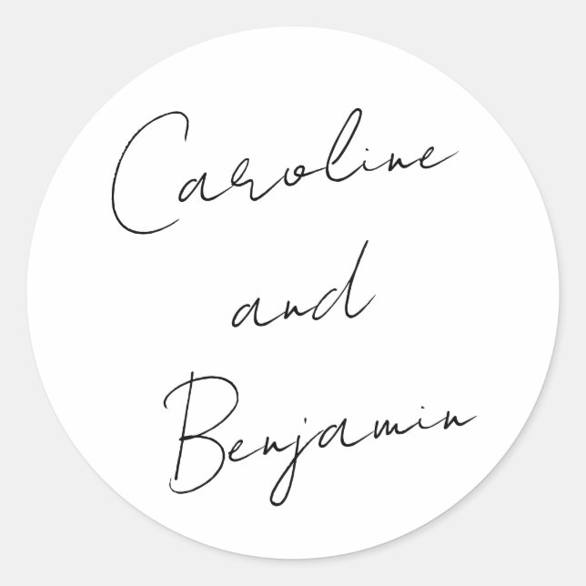 Sticker Rond Mariage d'écriture de script moderne Boho Blanc (Devant)