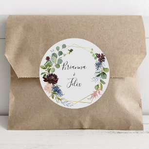 Sticker Rond Mariage d'enveloppe géométrique en or de Bourgogne