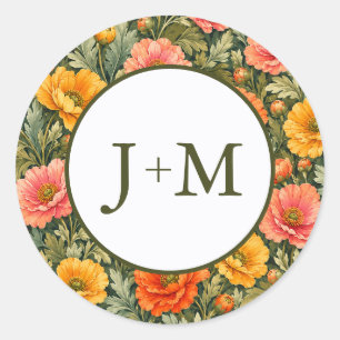 Sticker Rond Mariage des Coquelicots