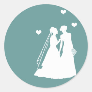 Sticker Rond Mariage des femmes lesbiennes