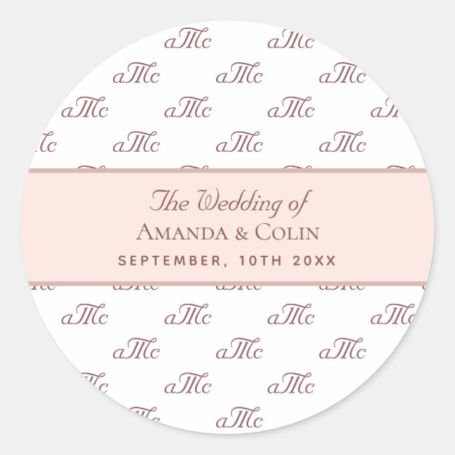 Sticker Rond Mariage des initiales du couple de monogrammes d'o (Devant)