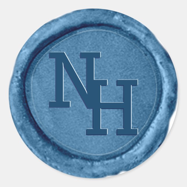 Sticker Rond Mariage des initiales du monogramme de cire bleu m (Devant)