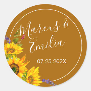 Sticker Rond Mariage des tournesols d'automne