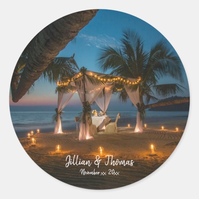 Sticker Rond Mariage Destination Paradise (Devant)