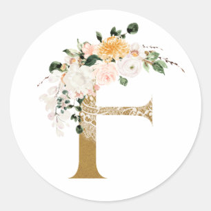 Sticker Rond Mariage d'été du printemps MONOGRAM F