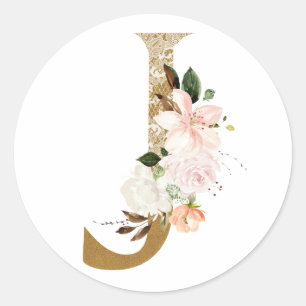 Sticker Rond Mariage d'été du printemps MONOGRAM J