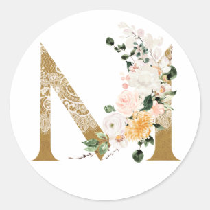 Sticker Rond Mariage d'été du printemps MONOGRAM M