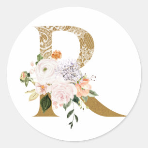 Sticker Rond Mariage d'été du printemps MONOGRAM R