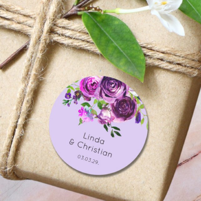 Sticker Rond Mariage d'été pourpre (Créateur téléchargé)