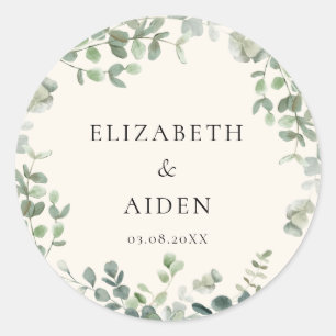 Sticker Rond Mariage d'eucalyptus