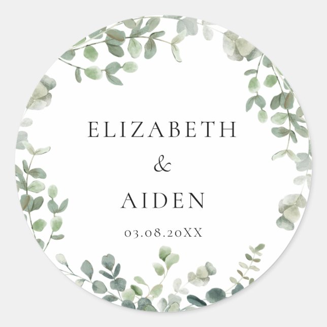 Sticker Rond Mariage d'eucalyptus (Devant)