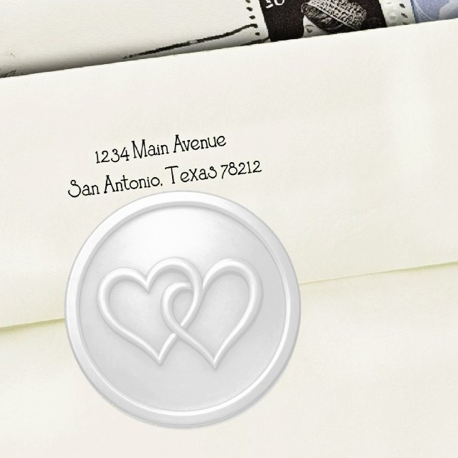 Sticker Rond Mariage Deux Cœurs Entrelacés Gris Clair (Créateur téléchargé)