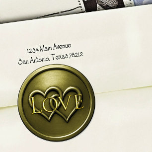Sticker Rond Mariage Deux Cœurs Entrelacés Vert Olive