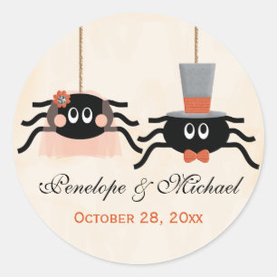 Sticker Rond Mariage d'Halloween à l'araignée