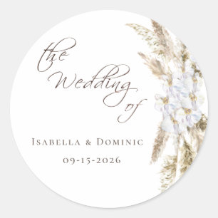 Sticker Rond Mariage d'herbe Boho Pampas