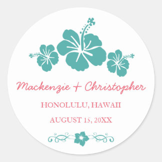 Sticker Rond Mariage d'Hibiscus hawaïen