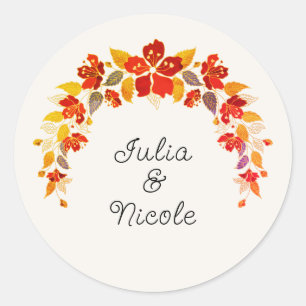 Sticker Rond Mariage d'hibiscus tropicaux d'Orange brulé