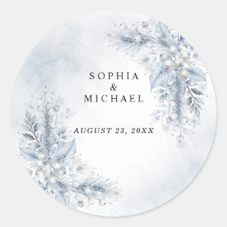 Sticker Rond Mariage d'hiver aux baies blanches gelées
