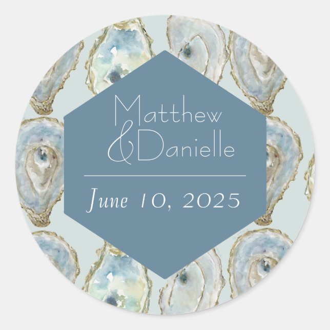 Sticker Rond Mariage d'huîtres aquarelle (Devant)