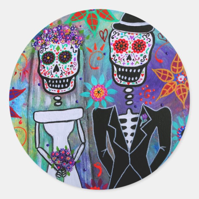 STICKER ROND MARIAGE DIA DE LOS MUERTOS (Devant)
