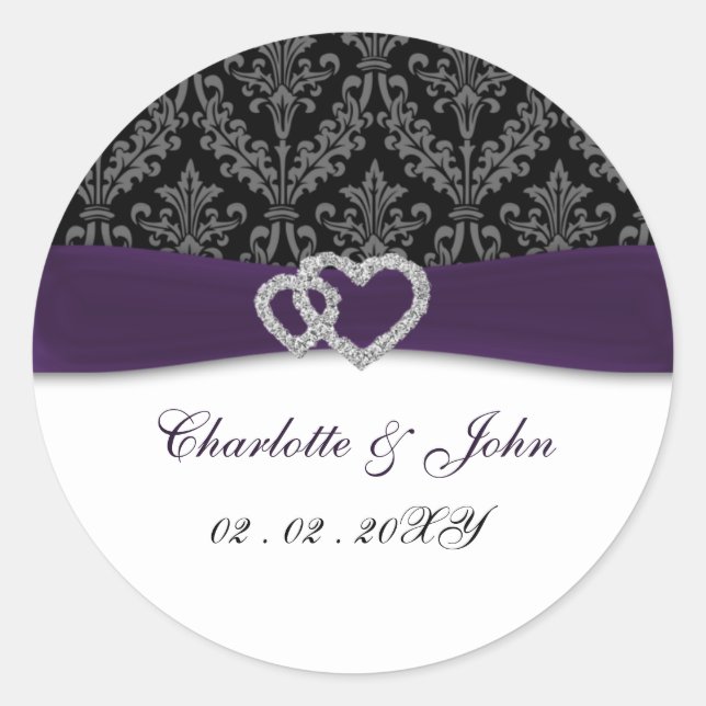 Sticker Rond Mariage Diamante Damas Violet (Devant)