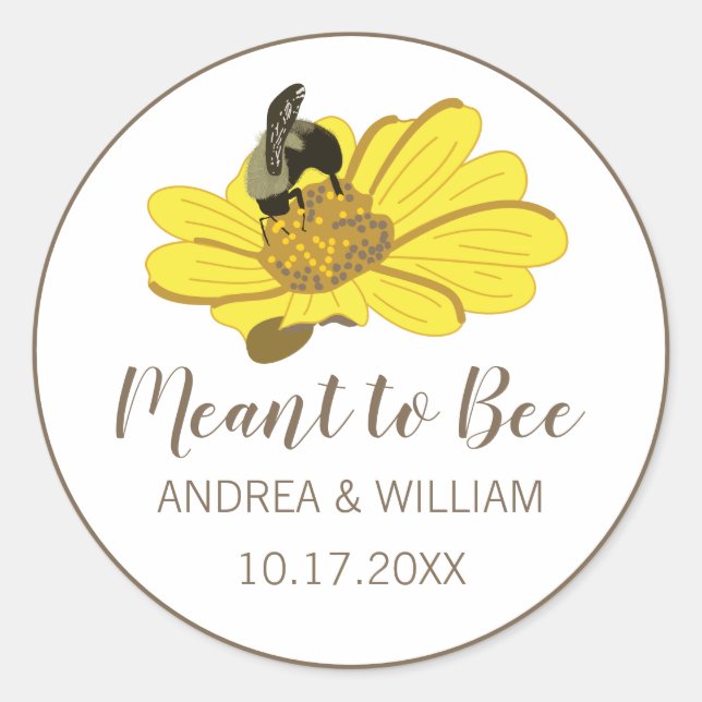 Sticker Rond Mariage d'illustration de la Fleur Jaune (Devant)