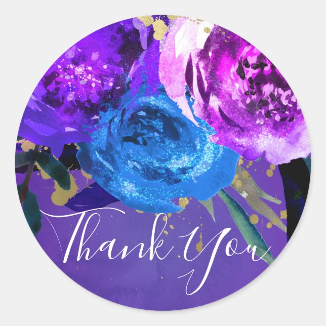 Sticker Rond Mariage d'Imaginaire floral violet violet ultra-vi (Devant)