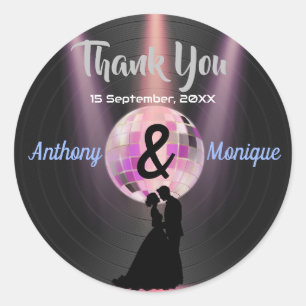 Sticker Rond Mariage Disco personnalisable