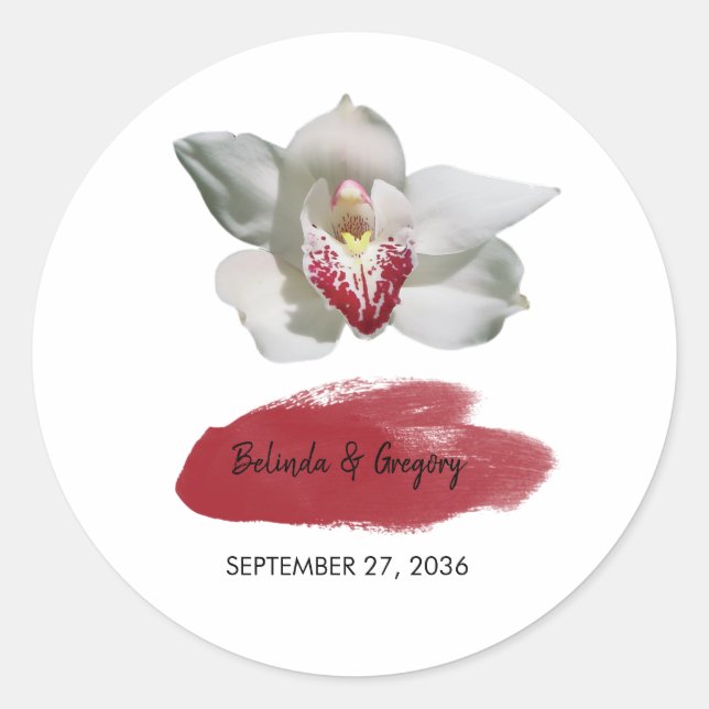 Sticker Rond Mariage d'orchidée de Bourgogne (Devant)